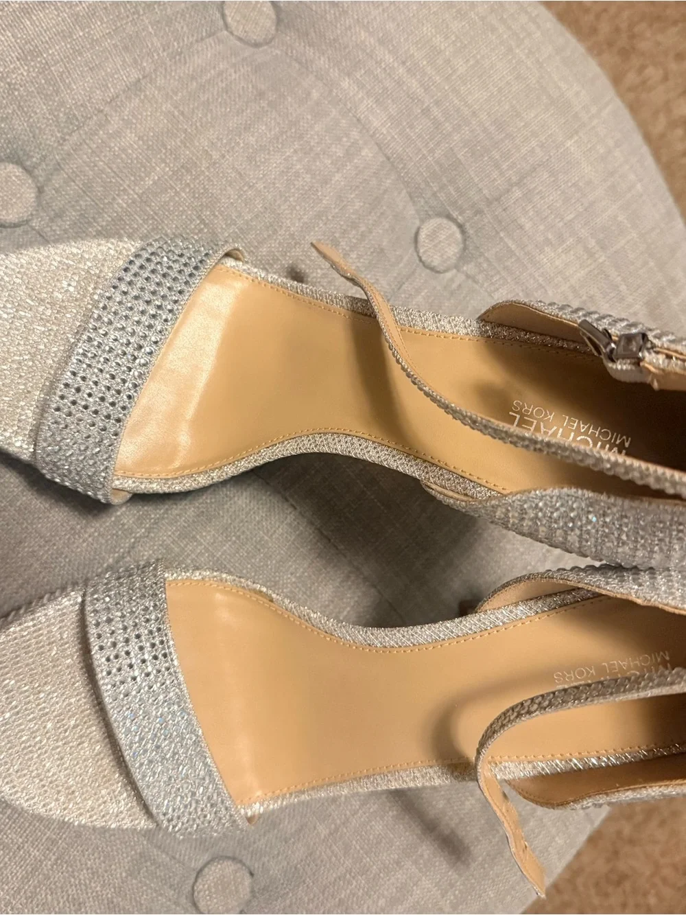 Michael Kors Silver Crystal Platform Sandals
